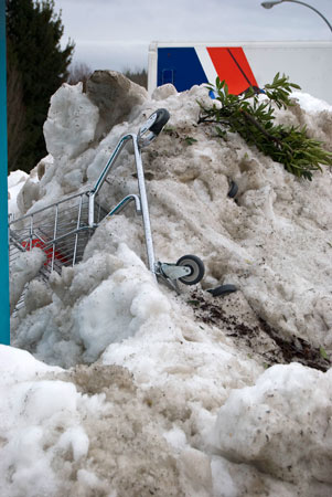 Shopping cart in an avalanche.