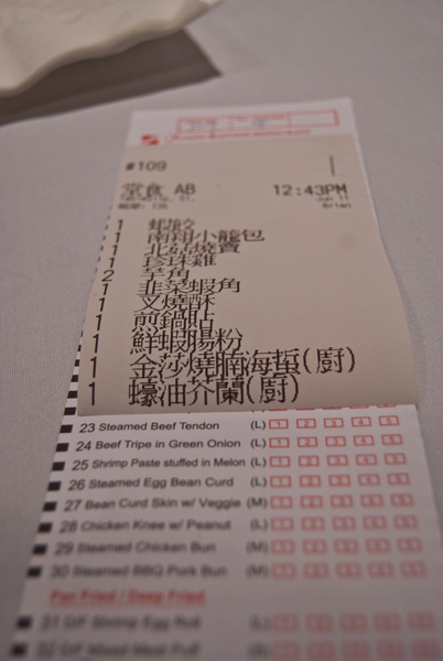 All the dim sum we ordered.