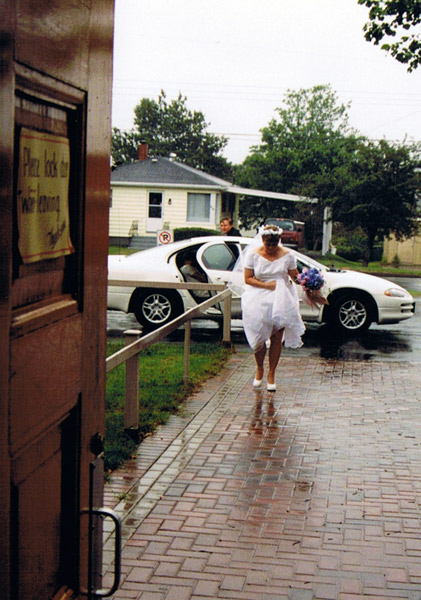 That's me stomping into the church.