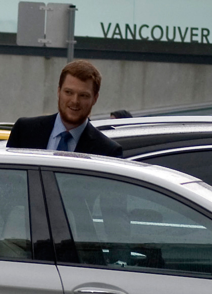 Schneider smiling for the fans!