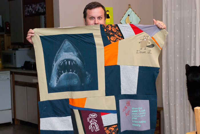 Man quilt in progress