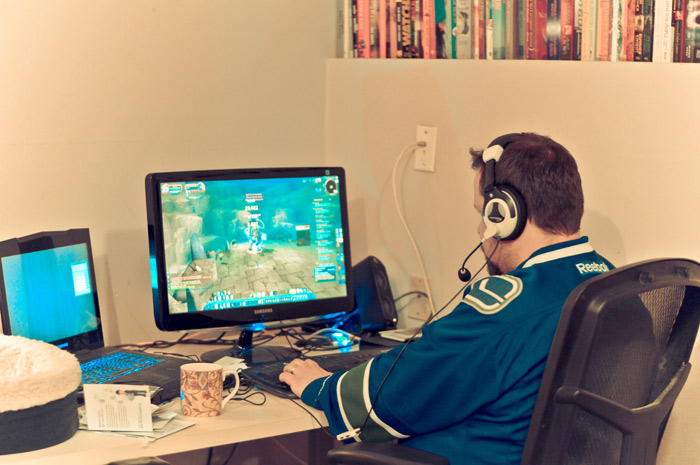 Mike playing World of Warcraft